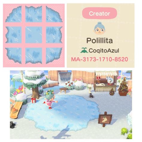 Acnh Christmas Code, Pond Animals, Motif Acnl, Frozen Pond, Animals Crossing, Animal Crossing Qr Codes Clothes, Animal Crossing Wild World, Island Theme, Path Design