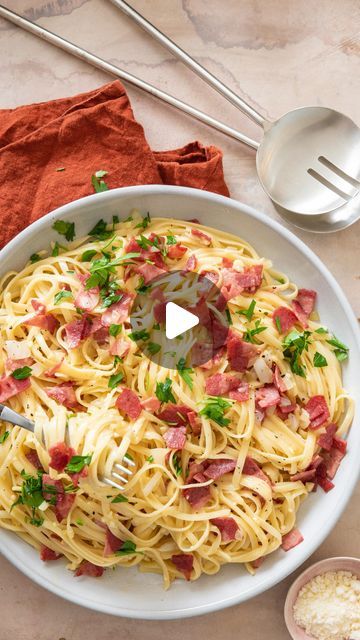 WEELICIOUS on Instagram: "LIGHTENED UP SPAGHETTI CARBONARA 🍝 Comment ‘SPAGHETTI’ and I’ll DM you the recipe and tips to make the creamiest pasta without the cream.⁣
⁣
Pasta is on heavy rotation in our house. Love bacon and rich carbonara and this lightened version keeps all the flavors you dream about without weighing you down. The best part is that it takes 15 minutes or less start to finish.⁣
⁣
#weelicious #spaghetti #pasta #healthyrecipe #pastalover" Cream Pasta, Spaghetti Carbonara, Pasta Lover, Spaghetti Pasta, Creamy Pasta, You Dream, The Cream, Our House, 15 Minutes