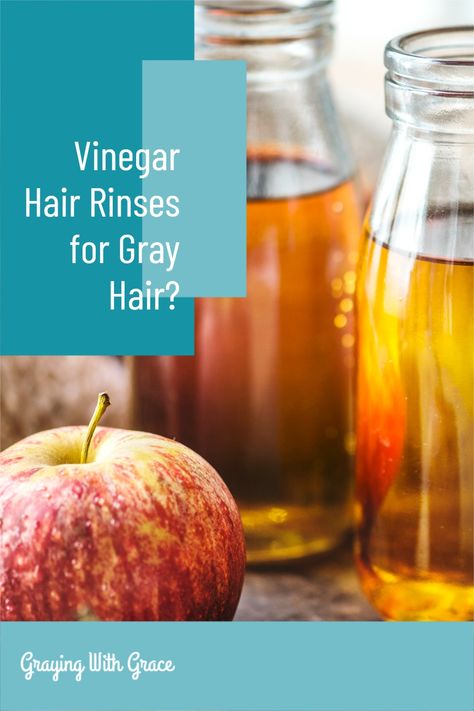 Indeed, everything old is new again, and a tried-and-true home remedy for shinier hair is back: vinegar. Vinegar rinses are gaining precedence once more. Here’s a guide on how to use vinegar as a gray hair rinse. #haircare #grayhair #grayingwithgrace Color Rinse On Gray Hair, Vinegar Rinse For Hair, Grey Hair Rinse, Vinegar Hair Rinse Recipe, Apple Cider Hair, Hair Rinse Recipe, Remedies For Dry Mouth, Vinegar For Hair, Vinegar Hair Rinse