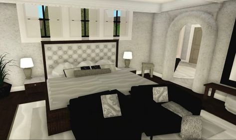 Roblox Master Room Ideas, Bloxburg Mediterranean Bedroom, Rich Bedroom Ideas, Bloxburg Castle, Roblox Builds, Bloxburg Cottage, Castle House Plans, Roblox Fashion, Bloxburg Bedroom