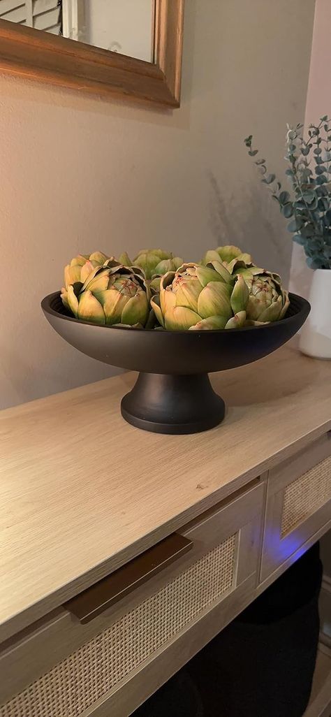 Amazon.com: Folkulture Wood Fruit Bowl or Decorative Pedestal Bowl for Table Décor, Wooden Fruit Bowl for Kitchen Counter or Farmhouse Centerpiece, 12-inch Large Bowls for Breads, Mango Wood, Black : Home & Kitchen Pedestal Bowl Decor, Black Tray Decor, Table Decorations Black, Black Fruit Bowl, Pedestal Bowl Centerpiece, Fruit Bowl Decor, Decorative Pedestal, Kitchen Tray Decor, Fruit Bowl Display