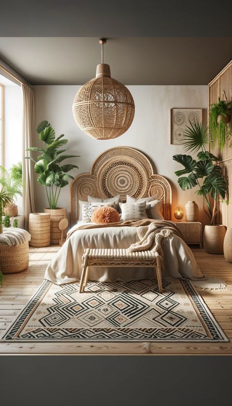 Stile Boho Chic, Tropical Bedrooms, Relaxing Bedroom, Bohemian Bedroom Decor, Boho Bedroom Decor, Studio Interior, Bedroom Refresh, Styl Boho, Bedroom Boho