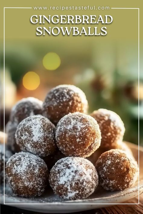 These Gingerbread Snowballs are the perfect holiday treat, combining the warm, spiced flavors of ginger, cinnamon, and molasses in a soft, melt-in-your-mouth cookie. Coated in a dusting of powdered sugar, these cookies resemble snowballs and are sure to spread holiday cheer. They’re easy to make, require no special equipment, and will fill your kitchen with the most delightful aroma. Ginger Snowball Cookies, Gingerbread Balls No Bake, Ginger Cookies With Candied Ginger, Cinnamon Sugar Snowball Cookies, Christmas Ball Cookies, Snow Ball Cookies Recipe, Christmas Cookies Around The World, Gingerbread Snowball Cookies, Gingerbread Snowballs