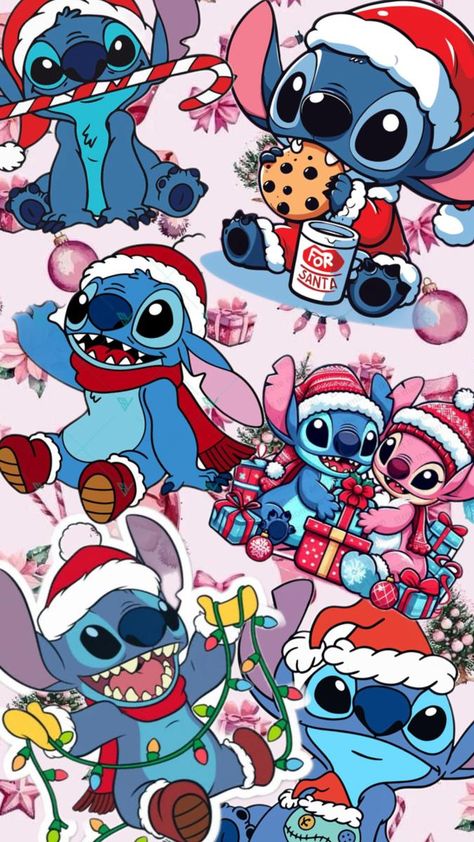 Very cute Stitch Disney Christmas Wallpaper, Angel Wallpaper Stitch, Merry Christmas Stitch Wallpaper, Wallpaper Iphone For Christmas, Christmas Stitch Wallpaper Iphone, Stitch Christmas Drawing, Stitch Christmas Wallpaper Iphone, Stitch Wallpaper Christmas, Stitch And Angel Wallpaper Iphone