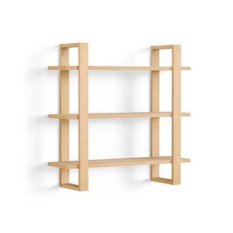 Burrow Index Wall Shelves - Oak Index Wall Shelf, Simple Shelves, Wall Bookcase, Small Space Inspiration, Bath Inspiration, Metal Wall Shelves, Study Furniture, Playroom Storage, Teen Bedroom Furniture