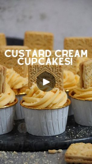 101K views · 5.1K reactions | Custard Cream Cupcakes 🧁💛 A cupcake twist on a classic biscuit – the custard cream. Custard flavoured cupcakes, vanilla custard frosting, and a custard cream biscuit to boot! Amazing custard cream cupcakes!  I LOVE biscuits out of the packet, they’re built for being dunked into a hot drink on a cosy cold evening 🤩 However, combine them with cupcakes - HEAVEN! 😏  💛 Recipe 💛 Ingredients Cupcakes ▪️150g unsalted butter ▪️150g golden caster sugar ▪️3 eggs ▪️125g self raising flour ▪️65g custard powder  ▪️50ml whole milk Buttercream ▪️150g unsalted butter ▪️300g icing sugar ▪️1 tsp vanilla extract ▪️25g custard powder Decoration ▪️Custard creams ▪️Sprinkles   💛 Method 💛 Cupcakes ▪️Preheat the oven to 180ºC/160ºC fan and prep 12 cupcake cases ▪️Beat together Custard Cream Cupcakes, Custard Frosting, Flavoured Cupcakes, Custard Creams, Cupcakes Vanilla, Self Raising Flour, Custard Cream, Cream Custard, Cream Cupcakes