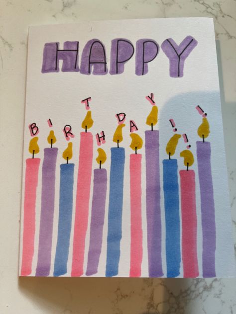 Home Made Cute Birthday Cards, Simple Bday Present Ideas, Index Card Birthday Ideas, Preppy Bday Card Ideas, Sister Birthday Cards Diy, Preppy Birthday Cards Diy, Birthday Card Ideas For Siblings, Cute Ideas For Birthday Cards, Diy Gifts For Sisters Homemade Birthday