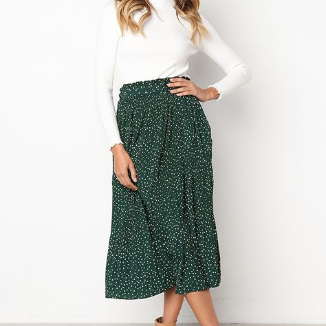 Polka Dot Midi Skirt, High Waisted Maxi Skirt, Pleated Maxi Skirt, Spring Skirts, Long Maxi Skirts, Polka Dot Skirt, Dot Skirt, Skirt Outfit, Beautiful Skirts