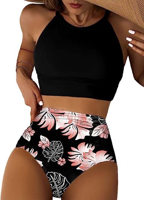 Cute Swimming Suits, Womens Bathing Suits Tankini, Swimsuits 2023, High Waist Swimsuit, Women's Swimsuit, Swimming Beach, High Waisted Bathing Suits, Swimsuit Material, Swimwear High Waisted