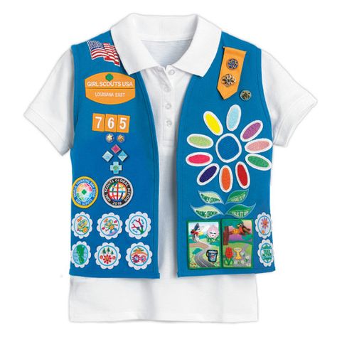 Daisy Vest Patch Placement, Girl Scout Daisy Uniform, Girl Scout Daisy Vest, Daisy Uniform, Girl Scout Daisy Petals, Daisy Activities, Daisies 1966, Girl Scout Daisy Activities, Girl Scout Vest