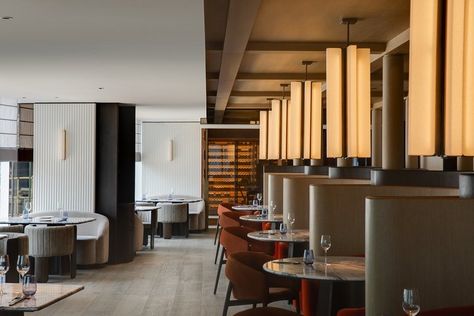 InSitu & Partners for Clarence Hong Kong — HDP Photography Sofitel Hotel, Sofa Layout, Design Anthology, Wooden Columns, Classic Hotel, Airport Lounge, Park Hyatt, Hotel Interior Design, New Restaurant