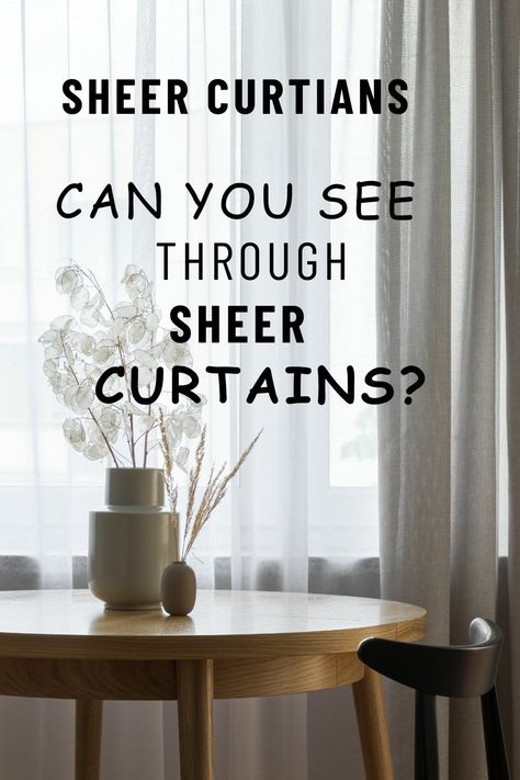 Image showing wooden coffee table and white coloured sheer curtain Curtains With Sheer In The Middle, Sheers And Curtains Together, Sheer Curtain Ideas, Shear Curtains, Dark Bedroom Walls, Black Sheer Curtains, Sheet Curtains, Curtains Sheer, Window Treatments Sheer