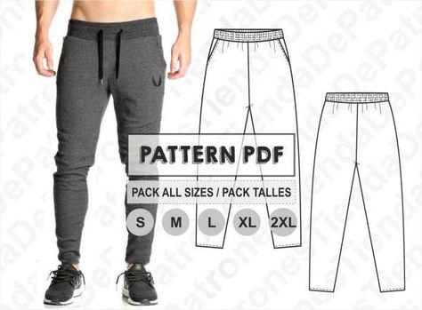 Sewing Pattern – Skinny Jogging Pant for Men Mens Sewing, Trouser Pants Pattern, Men Pants Pattern, Mens Sewing Patterns, Pants Sewing, Pants Sewing Pattern, Basic Hoodie, Shorts Outfits, Fashion Sewing Pattern