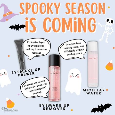 Halloween Mary Kay Giveaway Ideas, Mary Kay Fall 2024, Mary Kay Halloween Ideas, Mary Kay Sales Ideas, Mary Kay Halloween, Mary Kay Ideas, Mary Kay Birthday, Mary Kay Primer, Mary Kay Sale