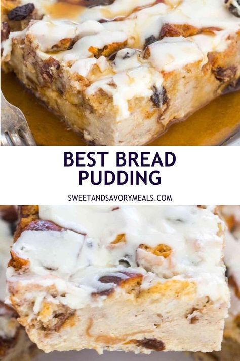 a plate with a slice of bread pudding Slow Cooker Pineapple Ham, Homemade Bread Pudding, Classic Bread Pudding, Best Bread Pudding, Heavy Cream Recipes, Best Bread Pudding Recipe, Banana Pudding Poke Cake, Vanilla Cream Cheese, Bread Pudding Easy