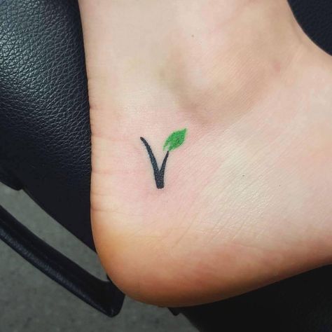 Vegetarian Tattoo, Vegan Tattoos, Vegan Symbol, V Tattoo, Vegan Tattoo, Tattoos For Girls, Small Girl Tattoos, Subtle Tattoos, English Tattoo