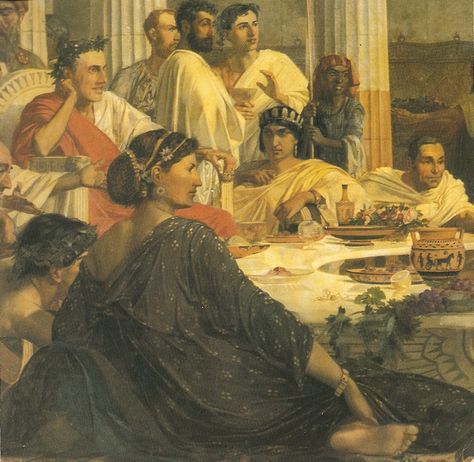 A Roman Banquet Roman Aesthetic Ancient, Banquet Aesthetic, Roman Banquet, Roman Countryside, Courtyard Restaurant, Roman Painting, Ancient Roman Jewelry, Modern Drawing, Artsy Photos