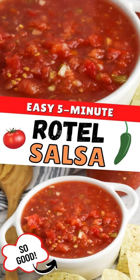 Rotel Salsa Recipe, Rotel Salsa, Mild Salsa Recipe, Fresh Salsa Recipe Homemade, Easy Homemade Salsa Recipe, Best Salsa Recipe, Quick Salsa, Rotel Recipes, Mexican Salsa Recipes