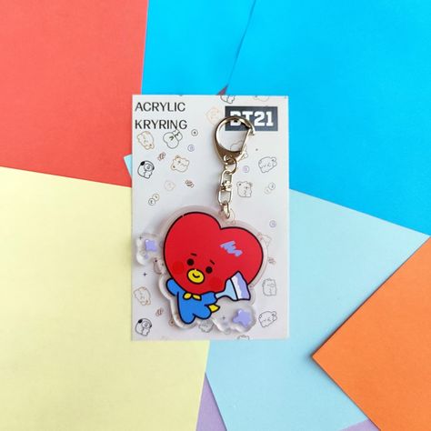 BT21 Keychain - 7 Different Characters Carry a piece of the BT21 universe with you wherever you go! This adorable keychain features one of the seven beloved BT21 characters, each designed with cute and vibrant details. Made from durable acrylic and metal, it’s perfect for daily use, adding a fun, whimsical touch to your keys, bag, or accessories. With its lightweight design, it’s the perfect companion for fans of all ages. The seven BT21 characters are: 1. Tata - A heart-shaped alien, crea... Gift Cartoon, Acrylic Bag, Bag Keychain, Doll Pendant, Car Bag, Line Friends, Cute Keychain, Christmas Birthday Gifts, Kawaii Girl