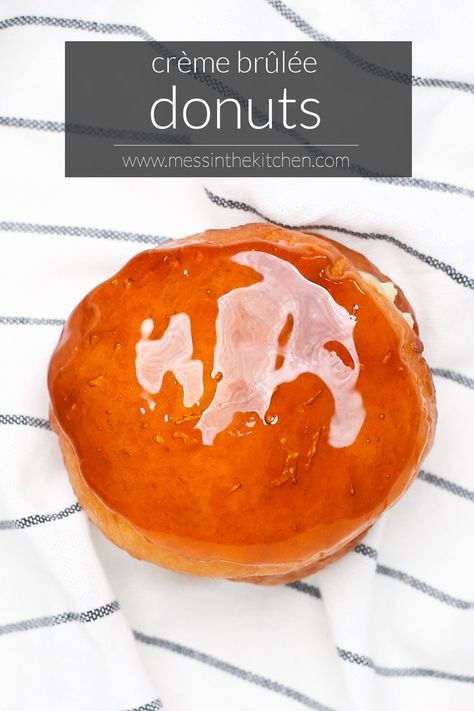 It may be the greatest creation in sweet tooth history: Crème Brûlée Donuts. Soft, pillowy, fried dough, a creamy custard center, all with crunchy caramel topping the entire affair. Here you’ll find detailed instructions, photos for each step of the recipe, and pro tips galore! First time making donuts? I promise they’ll be a raging success. Orange Cheesecake Recipes, Crunchy Caramel, Donut Toppings, Making Donuts, Brulee Recipe, Caramel Topping, Homemade Donuts, Doughnut Recipe, Fried Dough