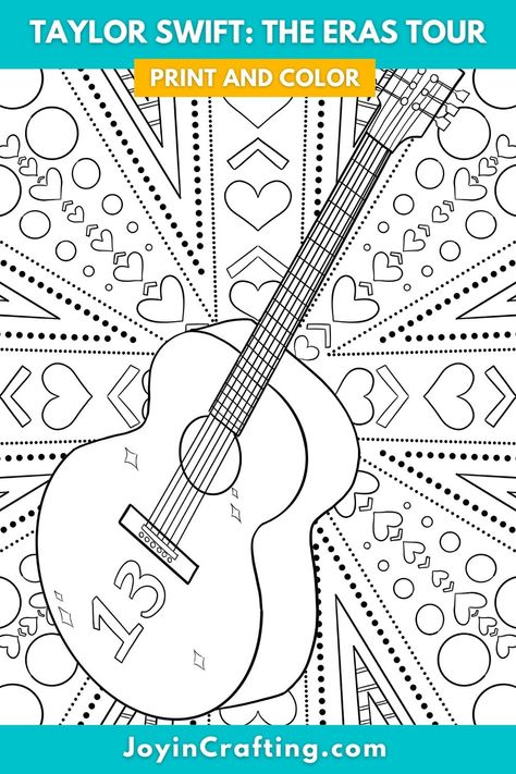 Taylor Swift Guitas with number 13 on it Outline illustration Coloring Pages Taylor Swift Coloring Pages Eras Tour, Swiftie Coloring Pages, Eras Tour Coloring Pages, Taylor Swift Lyrics Coloring Pages, Taylor Swift Activity Pages, Taylor Swift Printables Free, Taylor Swift Party Printables Free, Taylor Swift Party Printables, Taylor Swift Crafts Ideas For Kids