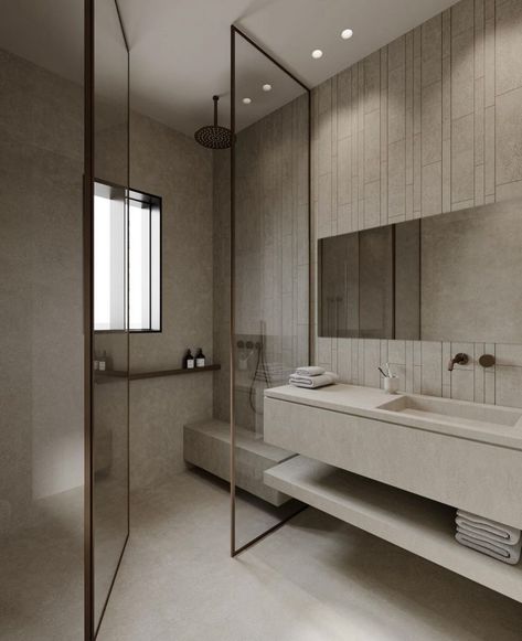 Luxury Bathroom Plan, Modern Bathroom Interior Design Ideas, Washroom Design Modern, Boutique Hotel Bathroom, Primary Ensuite, تصميم دورة مياه, Bathroom Minimal, Best Bathroom Paint Colors, Narrow House Designs