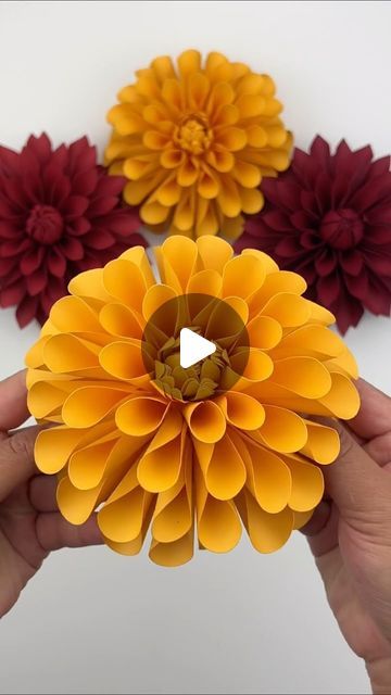 Rose Flower Craft How To Make, Yellow Paper Flowers Diy, How To Make Paper Flowers Videos, Flower Making Ideas Paper, Different Color Sunflowers, Paper Quilling Flowers Tutorial, Flowers Making With Paper, Paper Dahlia Flowers Diy, Flowers Out Of Paper Easy