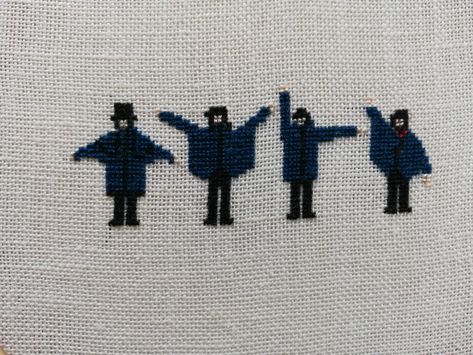 Cross Stitch Tshirts, Embroidery Music Ideas, The Beatles Crafts, Cross Stitching Aesthetic, Crochet Beatles, Beatles Crochet, Beatles Diy, Beatles Cross Stitch, Beatles Embroidery