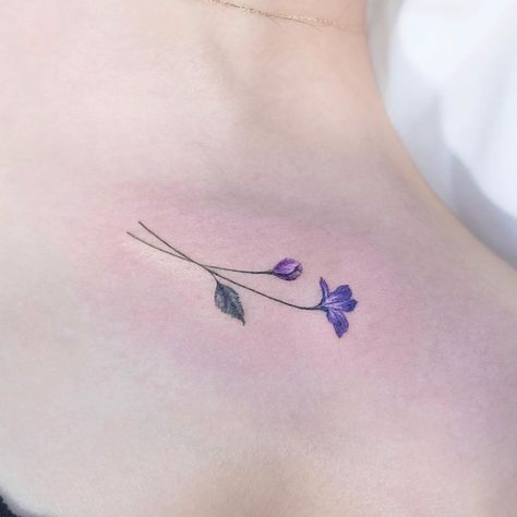 Violet Flower Tattoos, Iris Flower Tattoo, Violet Tattoo, Iris Tattoo, Small Flower Tattoos, Birth Flower Tattoos, Cute Tattoos For Women, Friend Tattoos, Ankle Tattoo