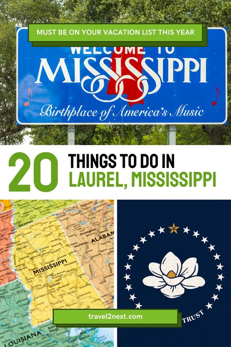 In Laurel, Mississippi, you can explore the famous downtown area with its vibrant shops and restaurants, visit the Lauren Rogers Museum of Art, stroll through the picturesque parks, and enjoy the local Southern cuisine. #ExploreLaurel #SouthernCharm #ArtAndCulture Laurel Mississippi Things To Do, Rural Mississippi, Laurel Ms, Laurel Mississippi, Mississippi Travel, Vacation List, The Deep South, Southern Cuisine, Deep South