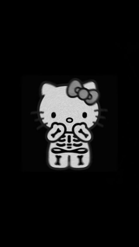 Goth Sanrio Wallpaper, Grey Hello Kitty Wallpaper, Black Y2k Background, Black Sanrio Wallpaper, Backgrounds Iphone Black, Hello Kitty Dark Aesthetic, Black Spooky Wallpaper, Dark Hello Kitty Wallpaper, Y2k Black Wallpaper