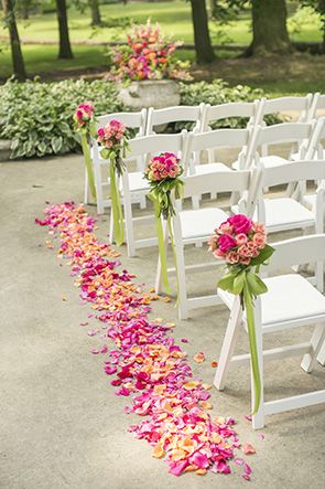 What a great aisle! // // Photo by: http://www.douglasbenedict.com Pink Wedding Aisle, Bright Wedding Decorations, Isle Wedding, Wedding Walkway, Brazilian Wedding, Wedding Aisles, Flower Props, Wedding Planner Checklist, Aisle Markers