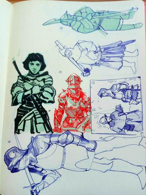 How To Draw Concept Art, Art Thumbnails Sketch, Knights Sketch, Armour Drawing Reference, Pen And Ink Drawings With Watercolor, Art Studies Sketchbook, Knight Doodle, Sketchbook Character Design, Sketchbook Animation