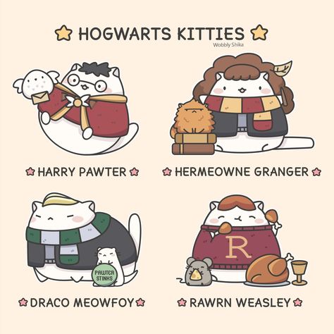 Hermione's Cat, Pusheen Harry Potter, Harry Potter Kawaii, Harry Potter Cat, Harry Potter Cartoon, Animal Zodiac, Harry Potter Illustrations, Cute Harry Potter, Harry Potter Images