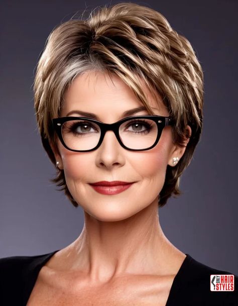 Short Layered Crop with Volume | Short Hairstyles For Women Over 60 With Fine Hair And Glasses In the realm of fashion and beauty, age is just a number. Women over 60 exude elegance and confidence, and their hairstyles should reflect that. For those with fine hair and donning glasses, finding the perfect hairstyle can be a transformative experience, enhancing both their appearance. Bowl Cut For Women, Pixie With Glasses, Short Shag Haircuts For Fine Hair, Short Hairstyles With Layers, Layered Short Bob, Kris Jenner Haircut, Classic Pixie, Short Shag Haircuts, Hairstyles For Women Over 60