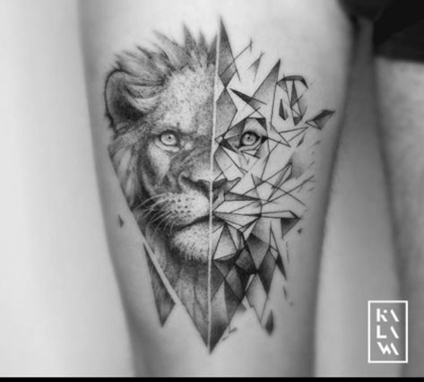 Wolf Design Tattoo, Cute Tattoos With Meaning, Geometric Lion Tattoo, Tattoo Wolf, Iris Tattoo, Lion Tattoos, Geometric Lion, Lion Head Tattoos, Galaxy Tattoo