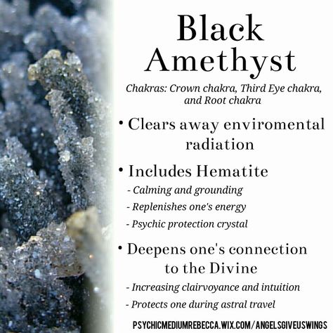 Black Amethyst crystal meaning Black Amethyst Meaning, Black Amethyst Crystal, Black Amethyst, Crystals Healing Properties, Protection Crystals, Spiritual Crystals, Gemstone Meanings, Crystal Therapy, Crystal Healing Stones