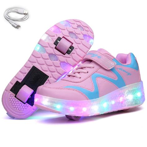 PRICES MAY VARY. Light Button and USB Charging: Press the light button to change the light color. Easy charge with USB cable (Light button and charging port are hidden inside of the shoes). 7 Colors 16 Models LED: Red-green-blue-yellow-sky blue-purple-white（steady）-16 light modes for kids to choose, each short press to switch a mode, long press 3 seconds to turn off the light. When only a faint red light is flashing, the battery is low and needs to be charged. ExquisiteDesign and Comfortable Sol Roller Skate Shoes, Roller Shoes, Black Peach, Roller Skates, Roller Skating, Outdoor Hiking, Outdoor Fun, Skate Shoes, Sports Shoes