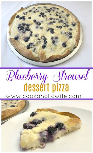 Blueberry Dessert Pizza, Blueberry Pizza, Streusel Dessert, Easy Dessert Pizza, Cream Cheese Pizza, Cinnamon Roll Crust, Blueberry Streusel, Dessert Pizza Recipes, Bread Bar