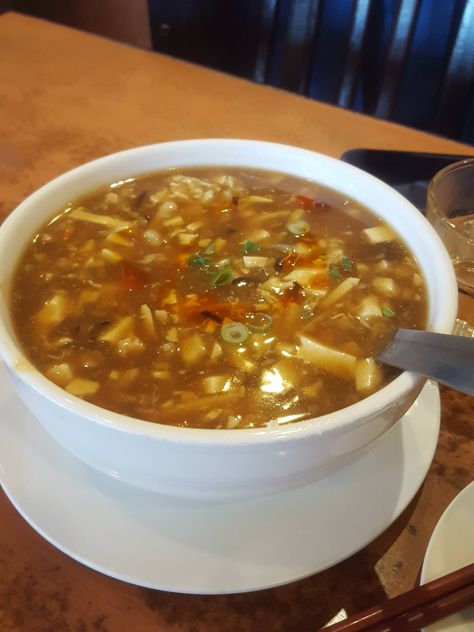 [I ate] shanghainese hot & sour soup Soup Snap, Hot Sour Soup, Hot And Sour Soup, Sour Soup, Food Images, The Hub, Living Food, Street Food, Home Remedies