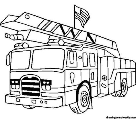 Coloring Page Fire Truck - A fire engine (also known in some territories as a fire truck or firefighter) is a vehicle designed primarily for fire-fighting operations. The terms ... Fire Truck Drawing, Lego Fire, Monster Truck Coloring Pages, Flag Coloring Pages, Truck Coloring Pages, Colouring Printables, Online Coloring Pages, Coloring Pages To Print, Fire Engine