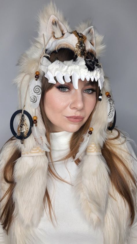 Wolf Headpiece, Wolf Queen, Wolf Headdress, Evil Queen Costume, Wolf Skull, Queen Costume, Skull Mask, Celtic Symbols, Animal Masks