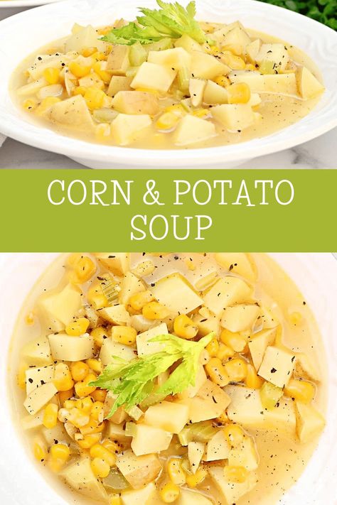 Corn and Potato Soup Recipe ~ Vegetarian or Vegan ~ This Wife Cooks™ Corn And Potato Soup, Soup Recipe Vegetarian, Homemade Tomato Soup Recipe, Quick Soup Recipes, Easy Vegetable Soup, Quick Soup, Tomato Soup Homemade, Vegetarian Soup Recipes, Vegan Christmas Recipes