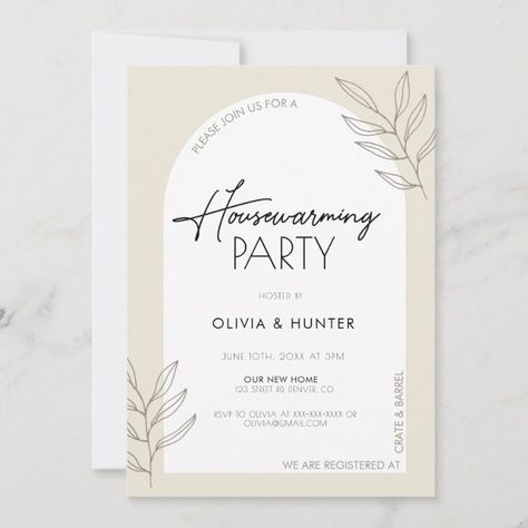 Modern Minimalist Cream Housewarming Invitation - Housewarming Presents House Blessing Invitation, Home Warming Party Ideas, Housewarming Brunch, House Warming Party Invites, Housewarming Invitation Cards, New Home Party, House Party Ideas, Housewarming Invitation Templates, Housewarming Party Decorations