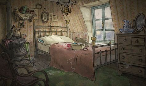 ArtStation - Servant quarter, Sergio Raposo Fernández Grandmacore Bedroom, Bedroom Illustration, Bedroom Drawing, Fairy Art Dolls, Old Beds, Environment Art, Old Room, Sims House, Fairy Art