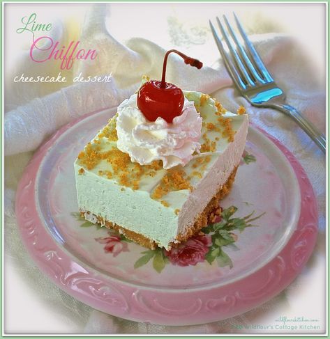 lime chiffon dessert Chiffon Cheesecake, Lime Chiffon, Cheesecake Desserts Recipes, Bridal Shower Desserts, Cheesecake Dessert, Cookie Cakes, Pretty Dessert, Whipped Cream Cheese, Unique Desserts