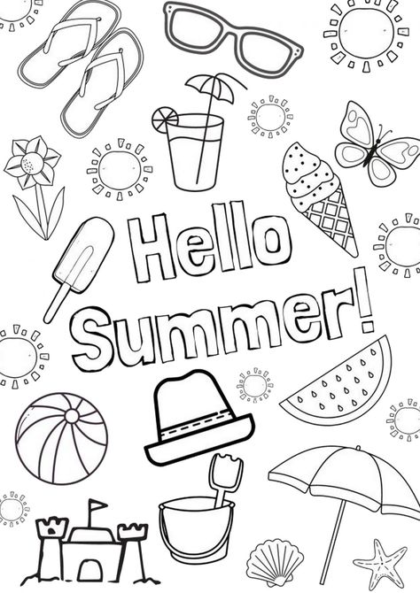 Summer Coloring Sheets, Kids Printable Coloring Pages, Free Printable Coloring Sheets, Summer Coloring, Summer Coloring Pages, Free Coloring Sheets, Colouring Printables, Printable Coloring Sheets, Pola Sulam