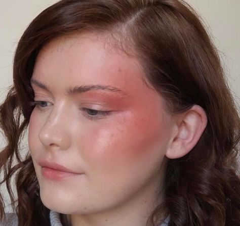 The Accented Blush Trend Will Give You a Radiant Look This Summer Draped Blush Makeup, Editorial Blush Makeup, Extreme Blush Makeup, Blush Heavy Makeup, Lots Of Blush Makeup Look, Brown Blush Makeup, Heavy Blush Makeup, Heavy Blush Makeup Looks, Red Blush Makeup