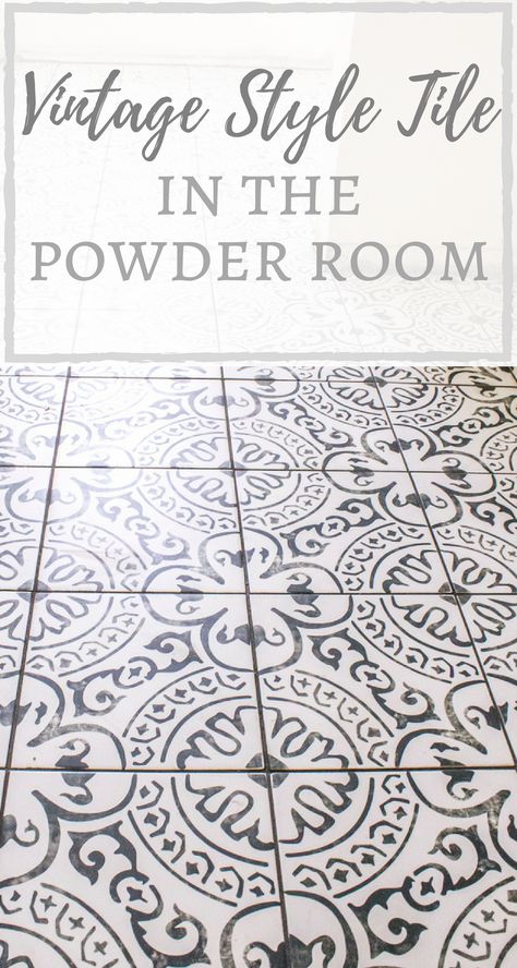 New Tile in the Powder Room! – Simply Beautiful By Angela Powder Room Tile, Room Tiles Floor, Room Floor Tiles, Couples Decor, Black And White Tiles, Encaustic Tile, Flooring Store, Tile Stores, Rooms Reveal