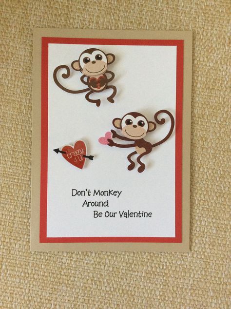 Monkey Valentine Cards, Monkey Valentine, Cute Monkeys, Papercrafting Ideas, Wrapping Presents, Birthday Cards For Friends, Cute Monkey, Homecoming Proposal Ideas, Valentine Ideas